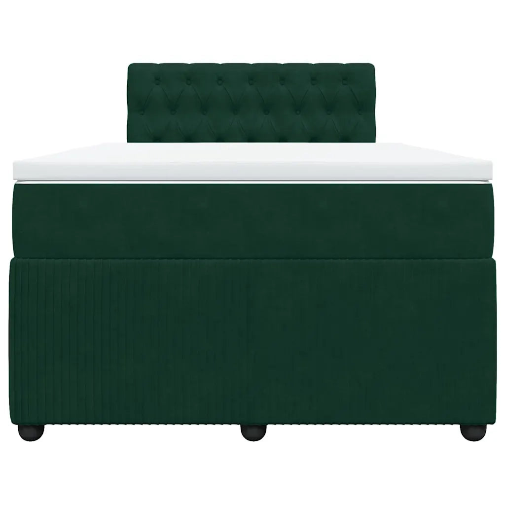 Giroletto a Molle con Materasso Verde Scuro 120x190 cm Velluto