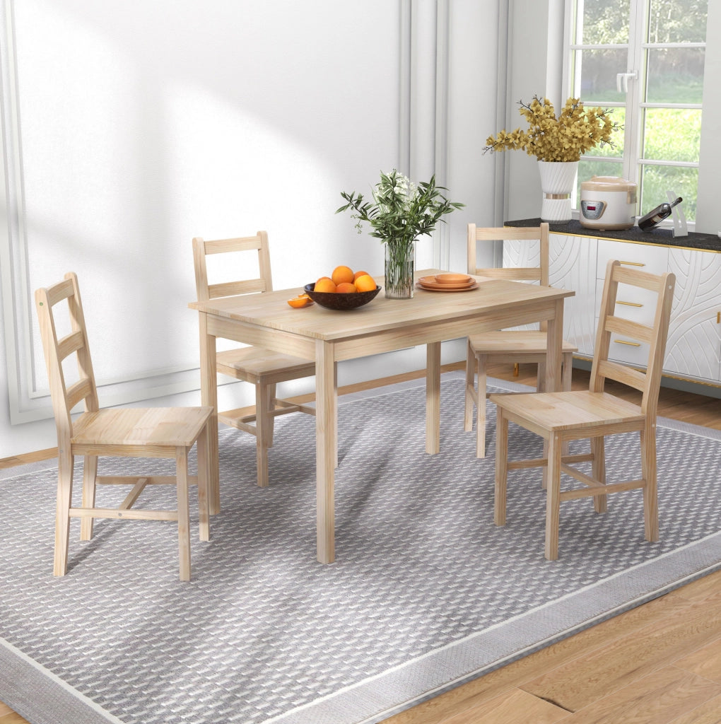 Tavolo da pranzo 118x73 cm naturale salvaspazio, 4 posti, 5 pezzi