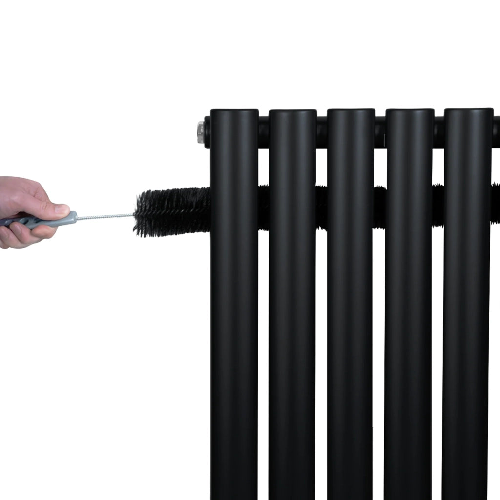 Radiatore Orizzontale Ovale 600x1200mm Nero con Valvole TRV