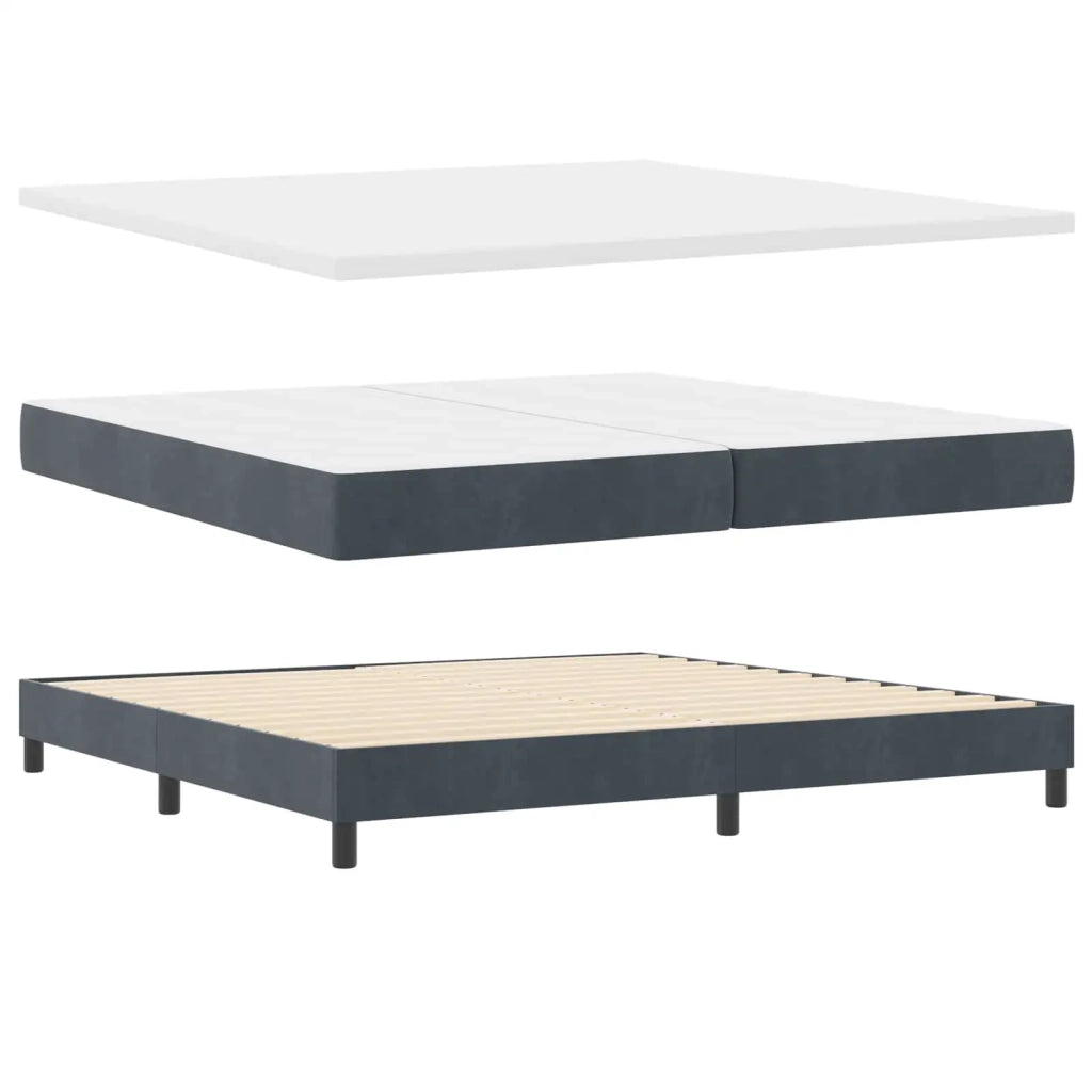 Letto a Sorgente LED con led Grigio scuro 200 x 200 cm Velluto