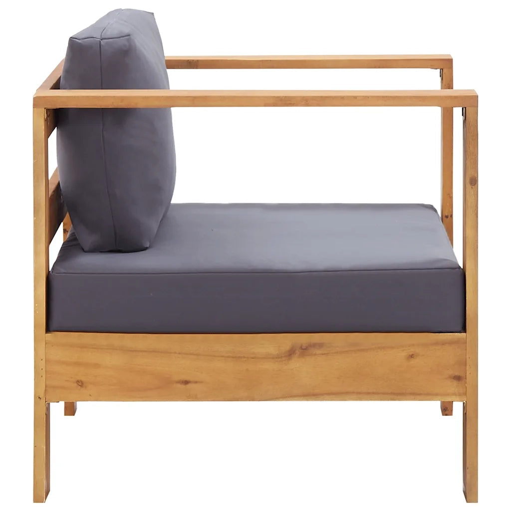 Sedia da Giardino con Cuscino Grigio Scuro in Legno di Acacia 47275