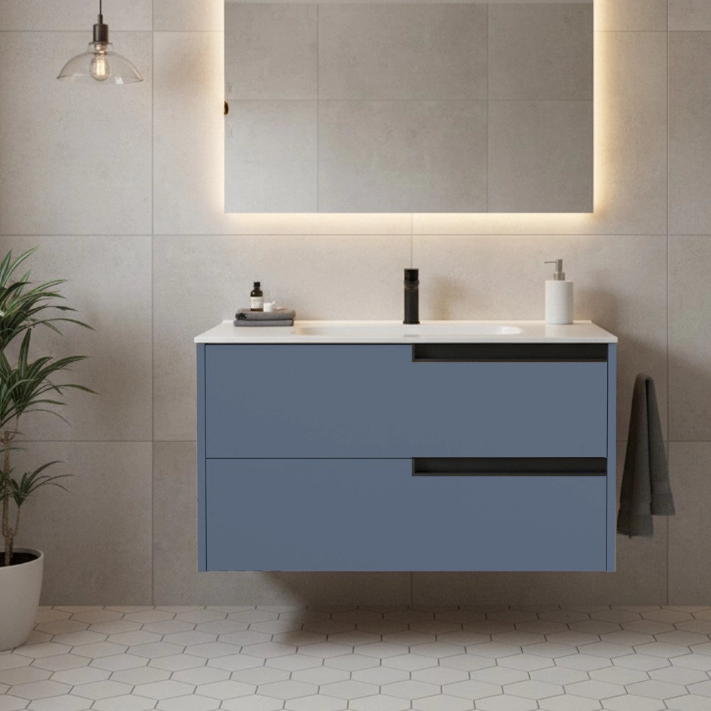 Mobile bagno sospeso Modular colore azzurro con cassetti 80x45x50H