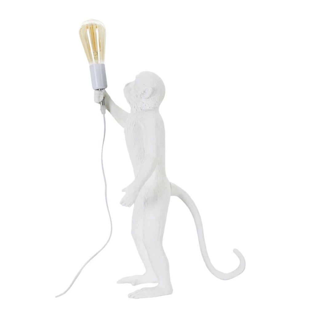 Lampada da Tavolo Scimmia 3, Bianco, Poliresina, 26x34x55 cm