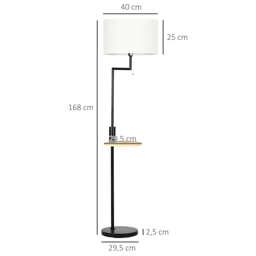 LAMPADA A STELO con ripiano e USB Ø40 x 168 cm bianca in acciaio e bambù
