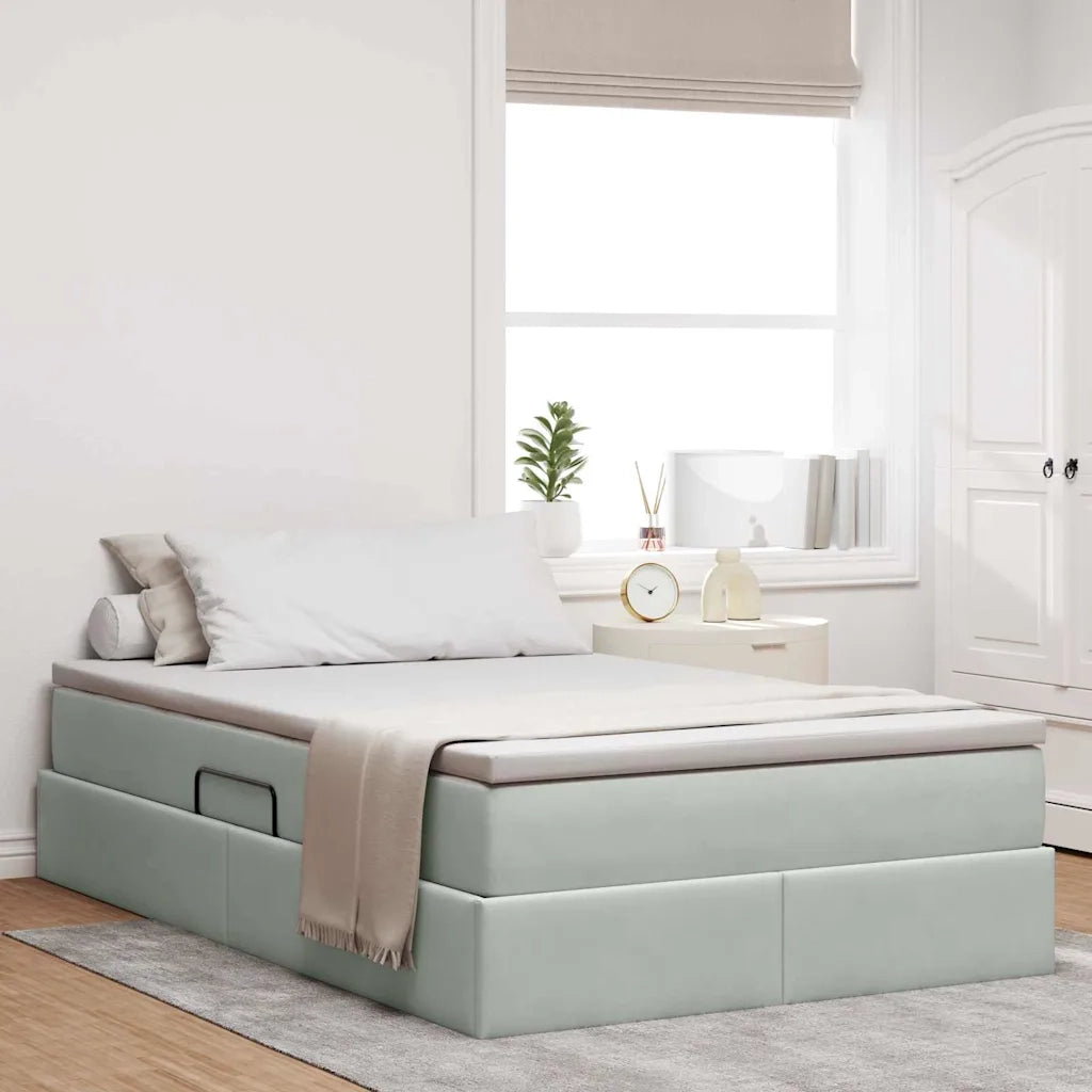 Letto con contenitore e materasso Grigio chiaro 120 x 200 cm 3370293