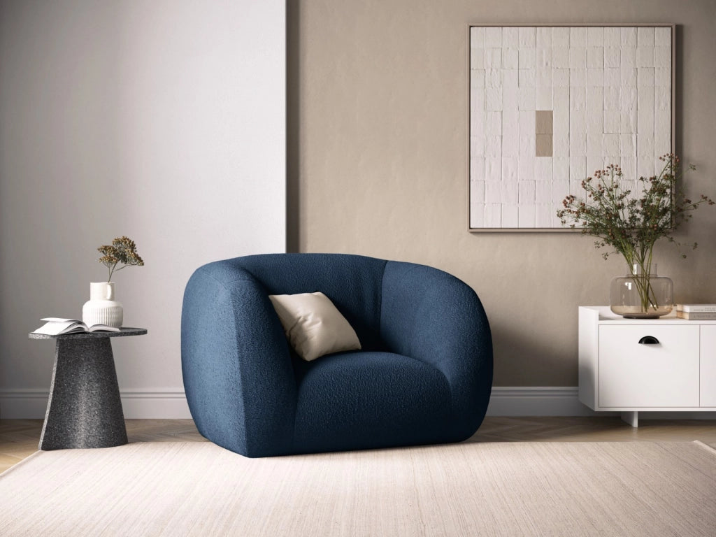 Cosmopolitan Design - Poltrona "Essen" in bouclé blu scuro 