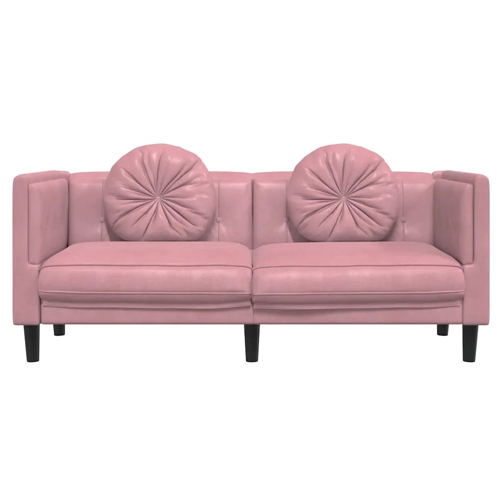 Divano a 2 Posti con Cuscini Rosa in Velluto 372635