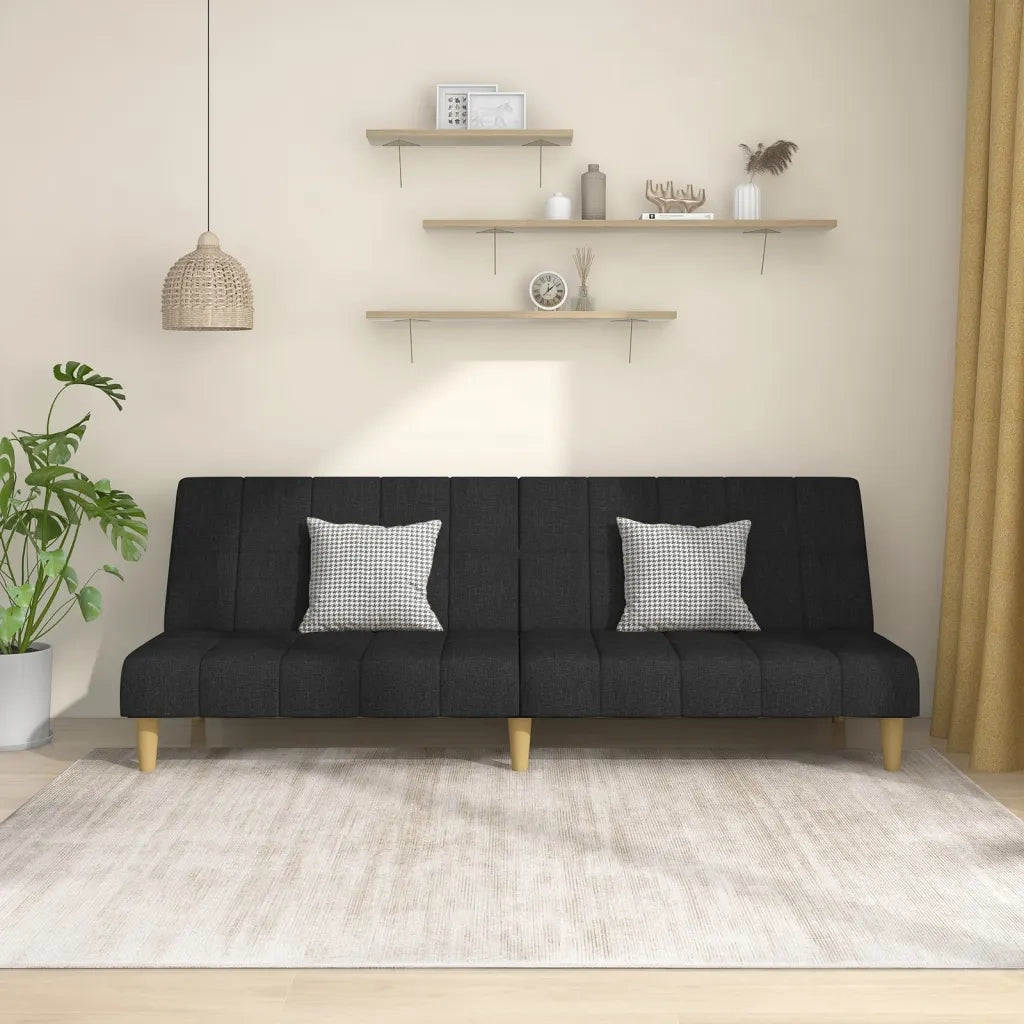 Divano Letto a 2 Posti Nero in Tessuto 375828