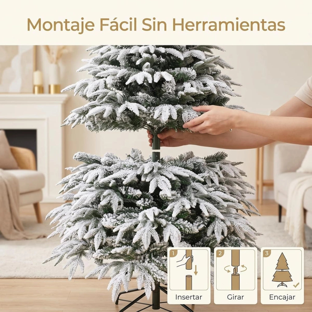 Albero di Natale Innevato 230cm con Rami Folti Realistici PE e PVC e Supporto in Metallo