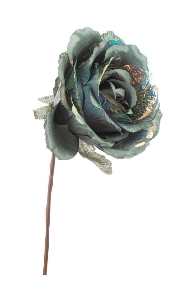 ROSA DECO ARTIFICIALE VERDE IRIDESCENTEJAYDE PICK 27X13X11H