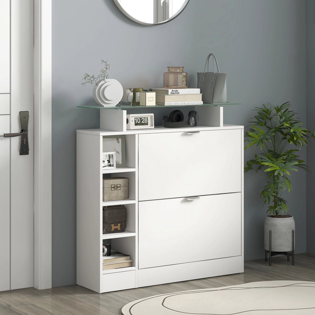 Scarpiera con cassetti e ripiani ¨C Minimal ¨C bianco, 89x25x92 cm