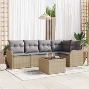 Set Divano da Giardino con archiviazione 6 pcs Beige polyrattan