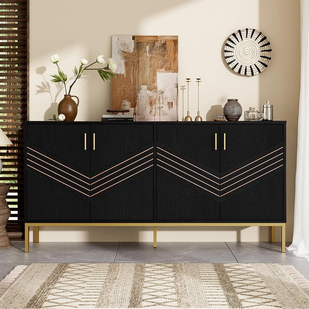 Buffet - Xylo - 4porte MDF nero/oro regolabile