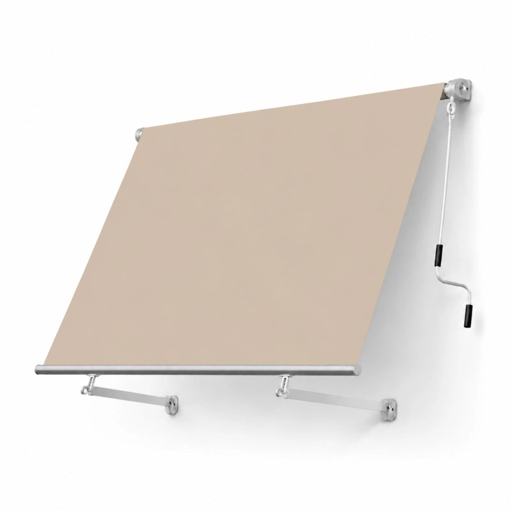 Tenda Parasole Avvolgibile Con Argano Manuale Telaio In Alluminio Copertura In Poliestere 280G Schermo UV Riparo Visivo Per Balcone Terrazzo Portico E Ambienti Esterni 250x250x50 Cm Beige