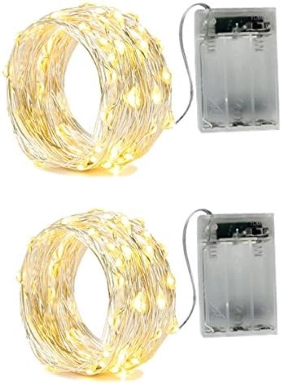 Cavo di Illuminazione LED 50 Micro Cavo di Illuminazione LED da 5 Metri Funziona con Batterie AA e 2 Programmi su Filo Argentato per Decorazioni di Festa, Giardino, Natale, Halloween, Matrimonio