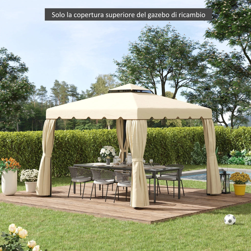 Tettuccio di Ricambio per Gazebo da Giardino ¨C Xylo ¨C 3x3m Poliestere Beige