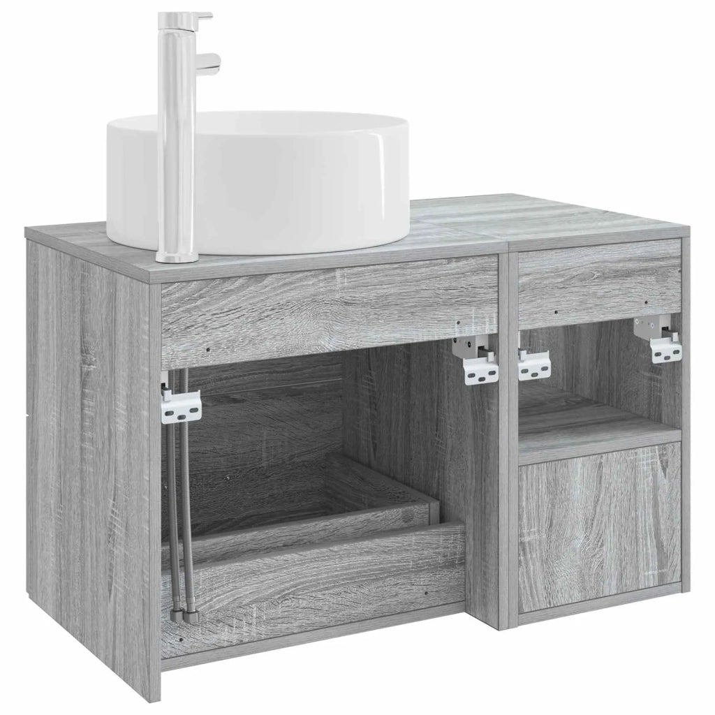Set di mobili per il bagno 2 pz Sonoma grigio 3403933