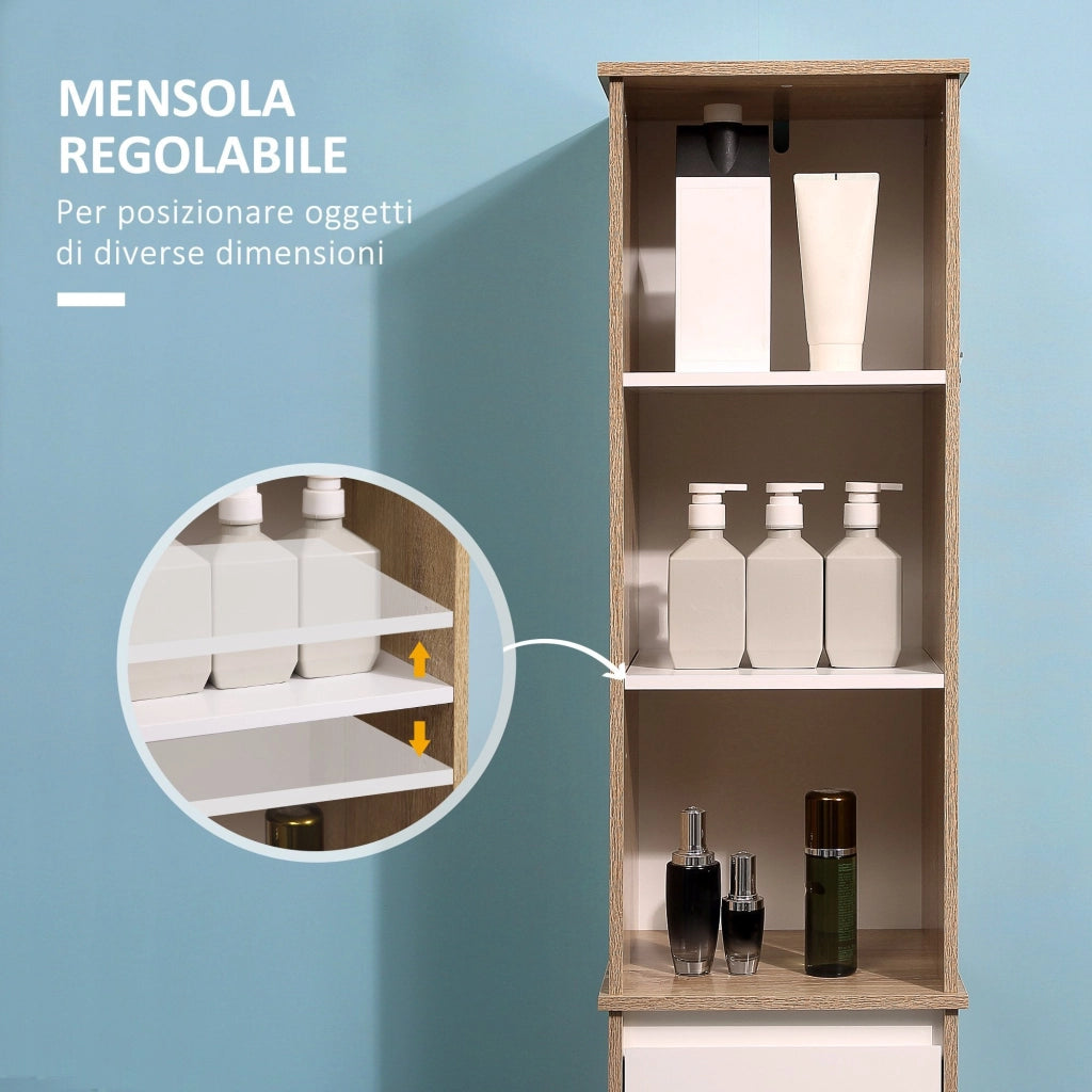 Mobile Bagno con Ripiani 32,6x30x171,2 cm in MDF Bianco