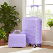 Set valigie rigide 19" con beauty case 14" in ABS blu e viola HOMVRA