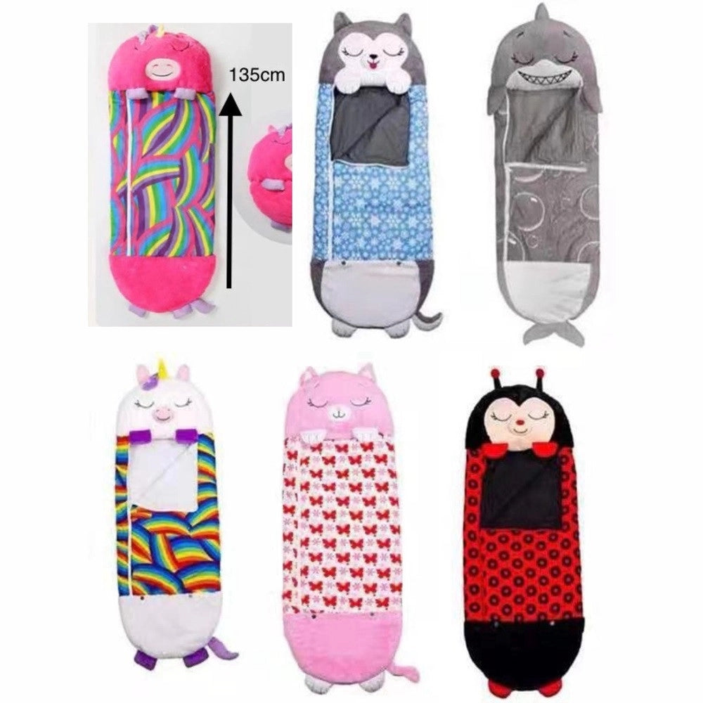 Trade Shop - Sacco A Pelo Per Bambini Con Cuscino Morbido Confortevole Pieghevole 2in1 Campeggio Casa -
