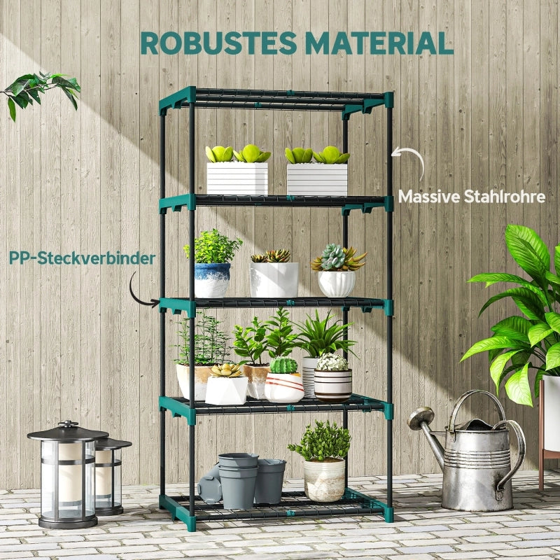 Fioriera verticale con ripiani per balcone e terrazzo, acciaio e plastica, verde scuro 67×49×138 cm