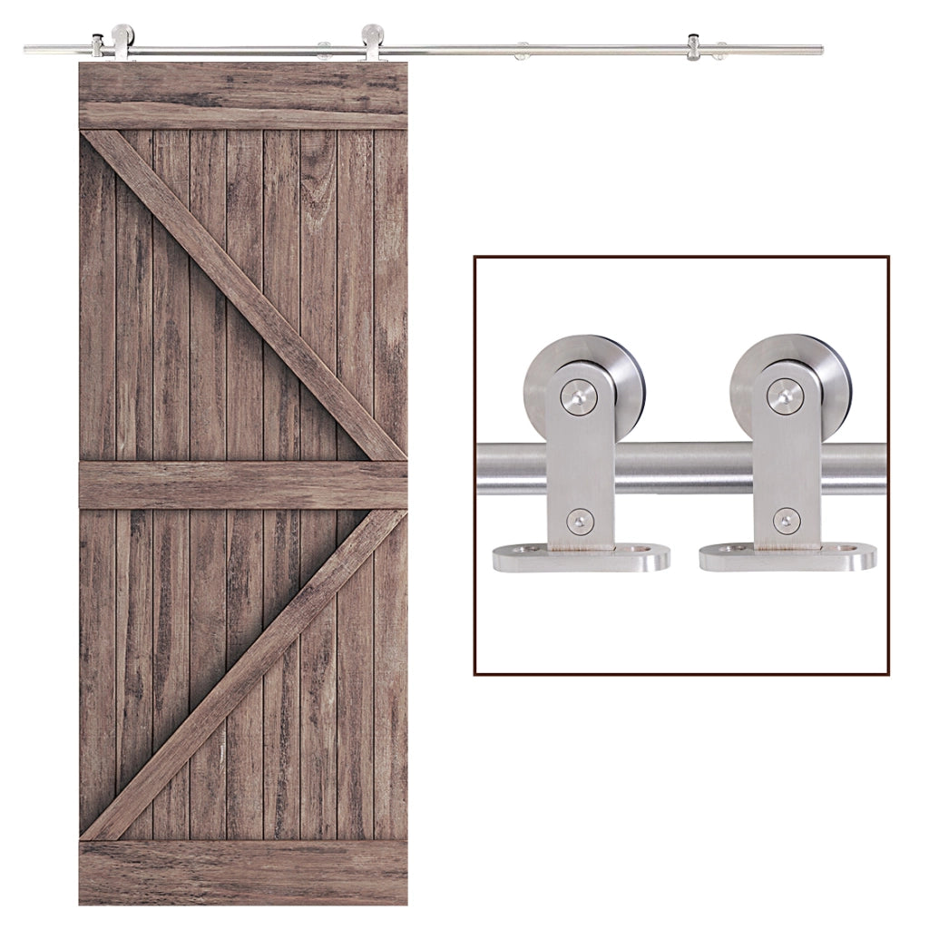 Kit di Ferramenta per Porta Scorrevole in Legno ¨C Minimal ¨C Acciaio Inox ?2,5x200 cm Argento
