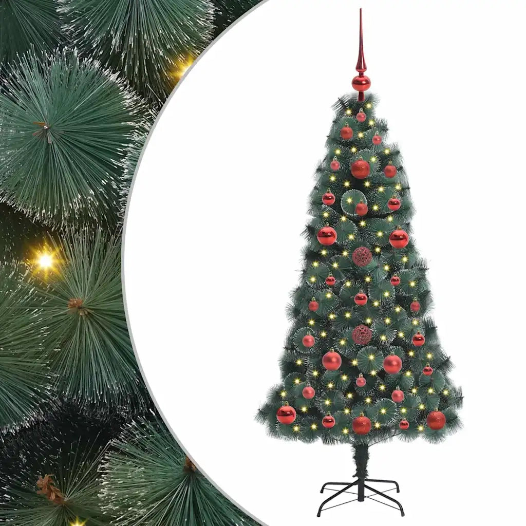Albero di Natale Artificiale pre-illuminato-Albero Natalizio con Set di Palline 366149