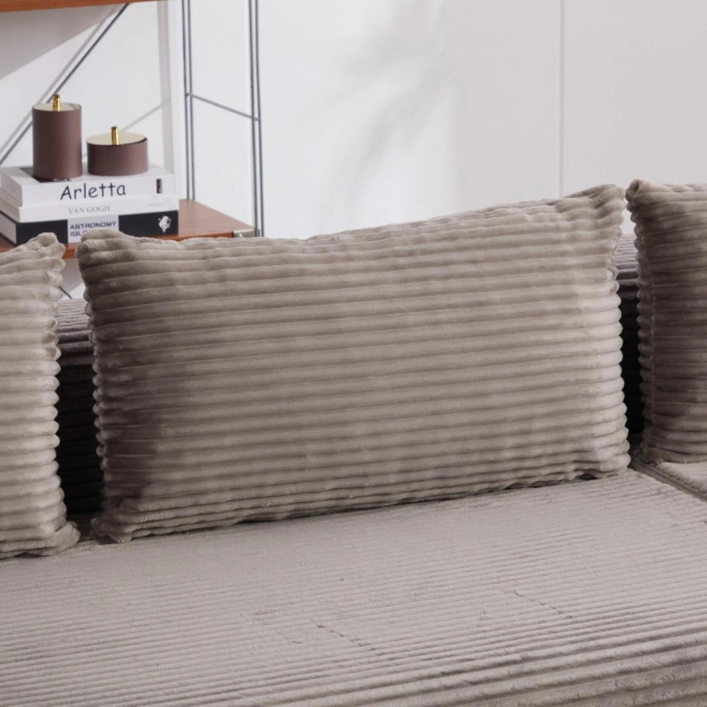 Divano modulare, divano compatto, tessuto chenille, schiuma ad alta elasticità 30D, base antiscivolo, 4 posti, grigio