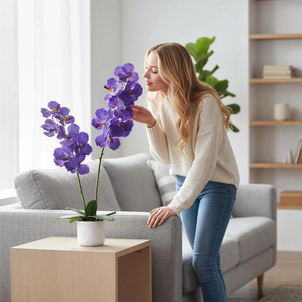 Set 2 Piante di Magnolia Artificiale 80 cm con Fiori in Vaso per Interni