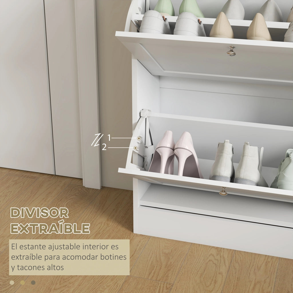 Scarpiera ingresso con 2 ante e ripiani regolabili per 12 paia ¨C Xylo ¨C Bianco 60x23,5x80 cm