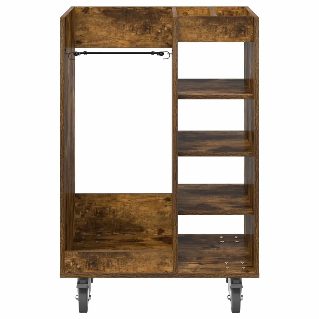 Armadio da golf rettangolare moderno con ruote 65 x 45 x 98 cm grande spazio di archiviazione in legno rovere fumo 02_0055053