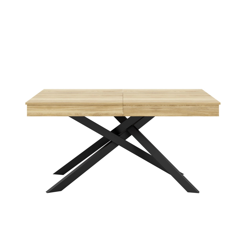 Tavolo da Pranzo Allungabile ¨C MINIMAL ¨C Rovere, Piano Rettangolare, Gambe in Metallo, 140/180x80 cm