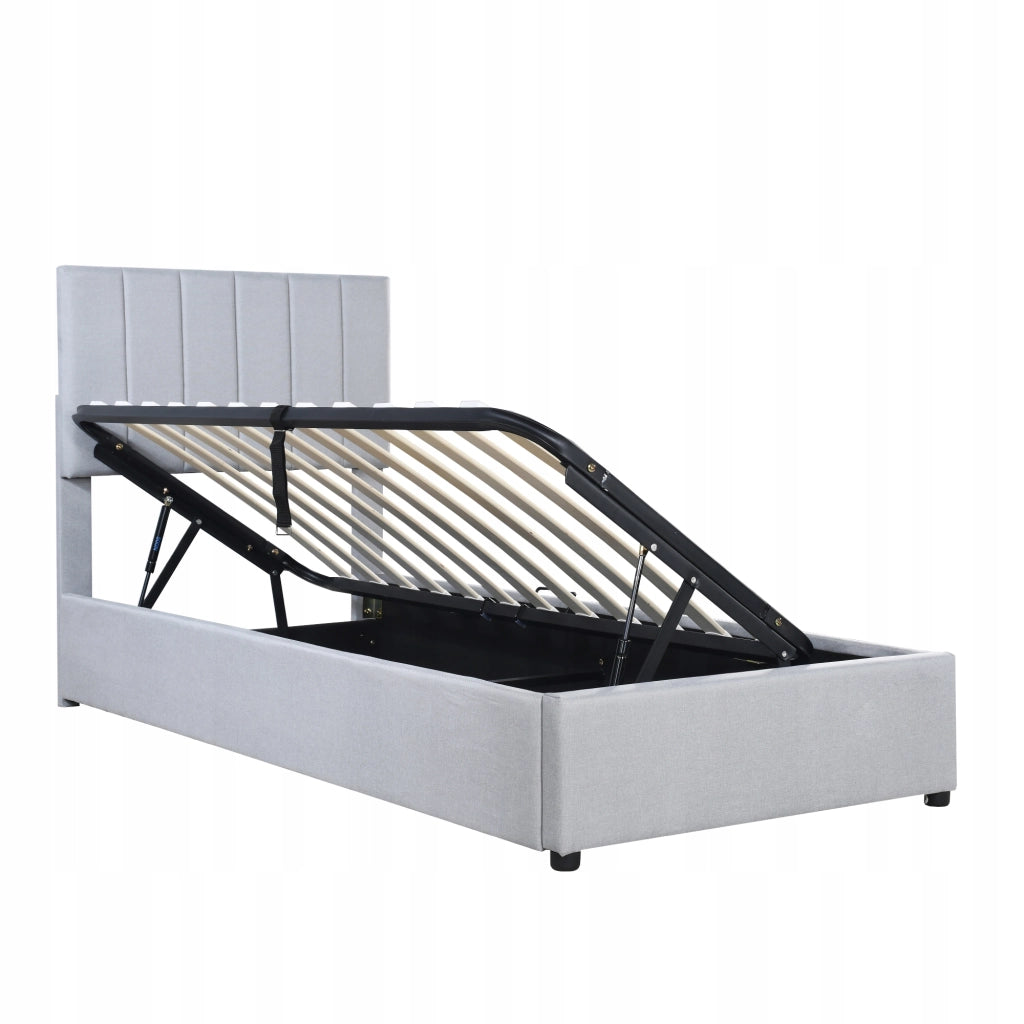 Letto singolo per bambini - Xylo - 90x200 - Grigio - Stelaio idraulico