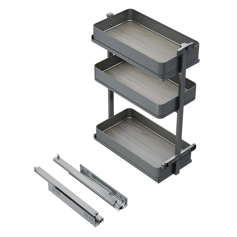 Portabottiglie laterale estraibile Titane Simplex con chiusura soft, modulo 200 mm, Grigio antracite
