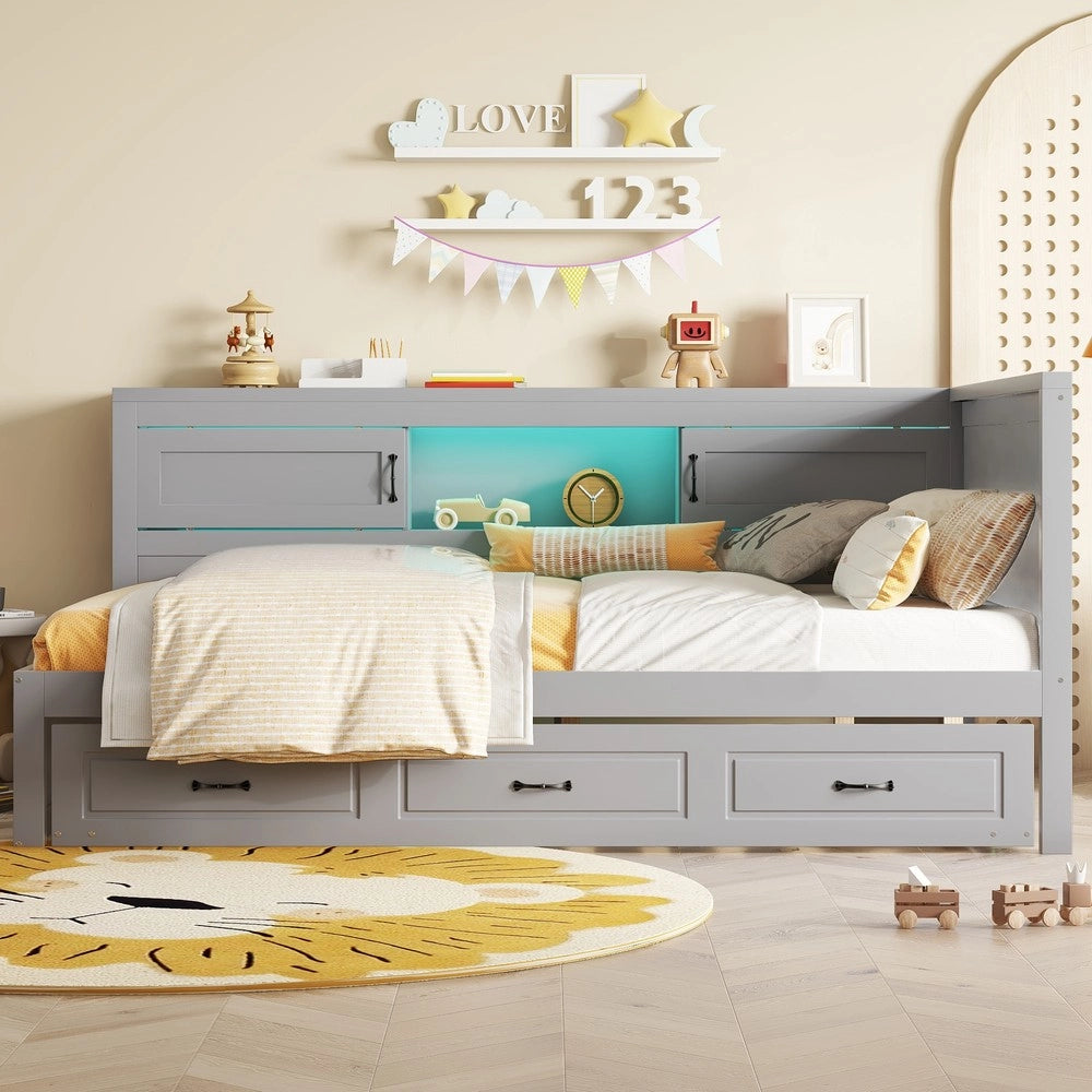 Letto Divano con LED e Contenitore ¨C MINIMAL ¨C Grigio 90x200