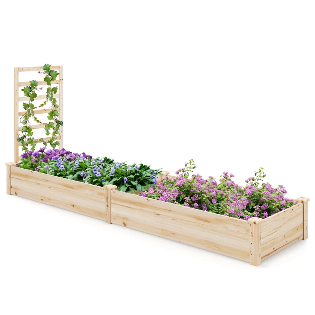 Aiuola rialzata in legno di abete 235 x 63 x 102 cm con pratico traliccio per un aspetto naturale del giardino 20_0018816