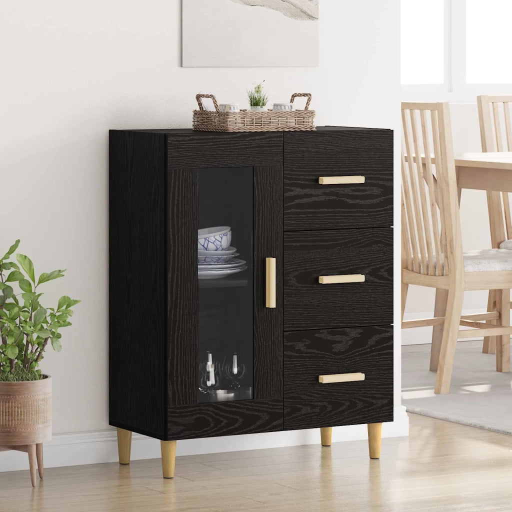 Credenza | Madia | Buffet da pranzo | Armadio da pranzo Rovere Nero 69,5 x 34 x 90 cm Legno multistrato