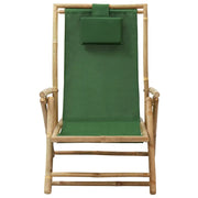 Sedia da Giardino | Sedia Relax Reclinabile Verde in Bamb¨´ e Tessuto