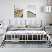 Giroletto con Testiera e Pediera Metallo Bianco 193x203 cm 350955