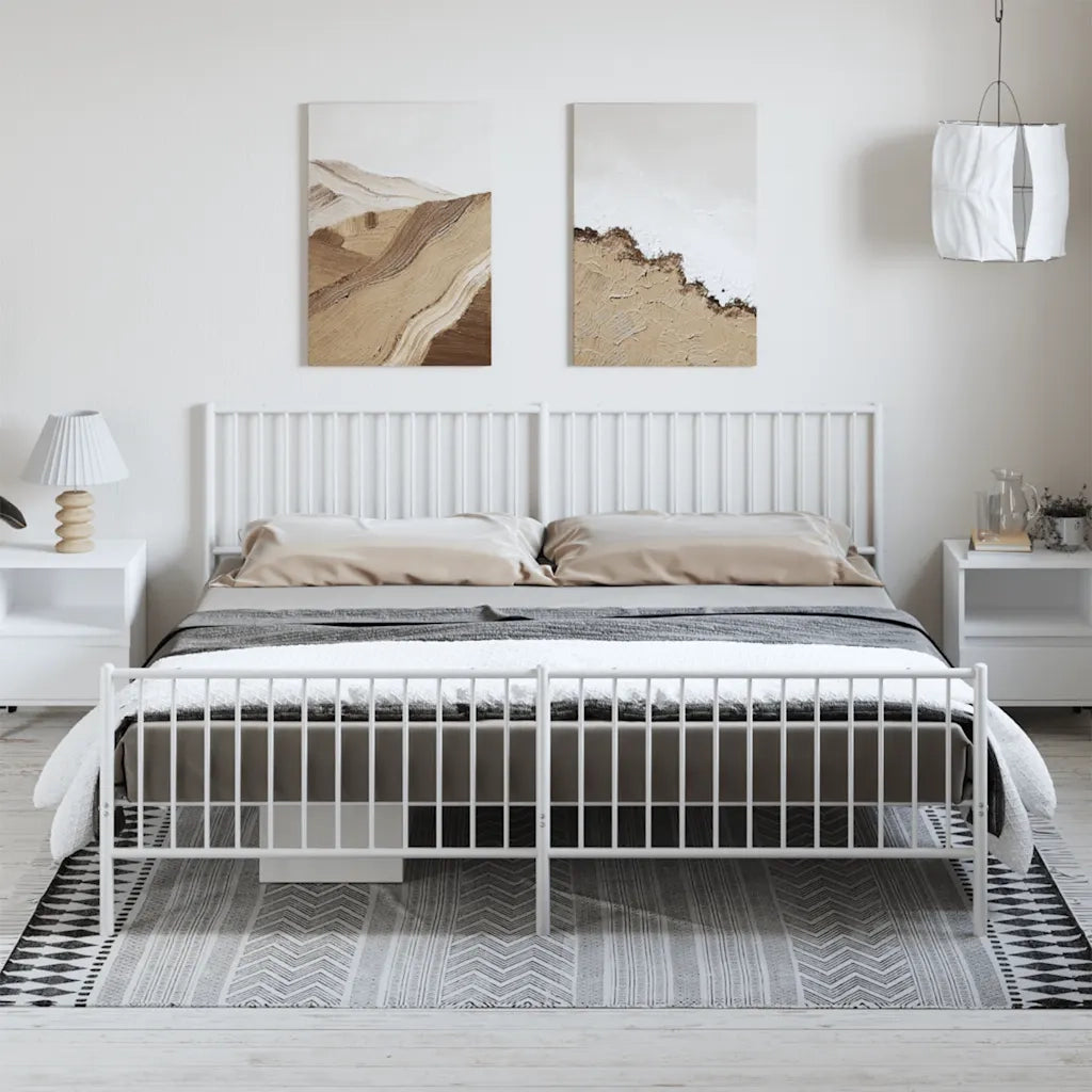 Giroletto con Testiera e Pediera Metallo Bianco 193x203 cm 350955