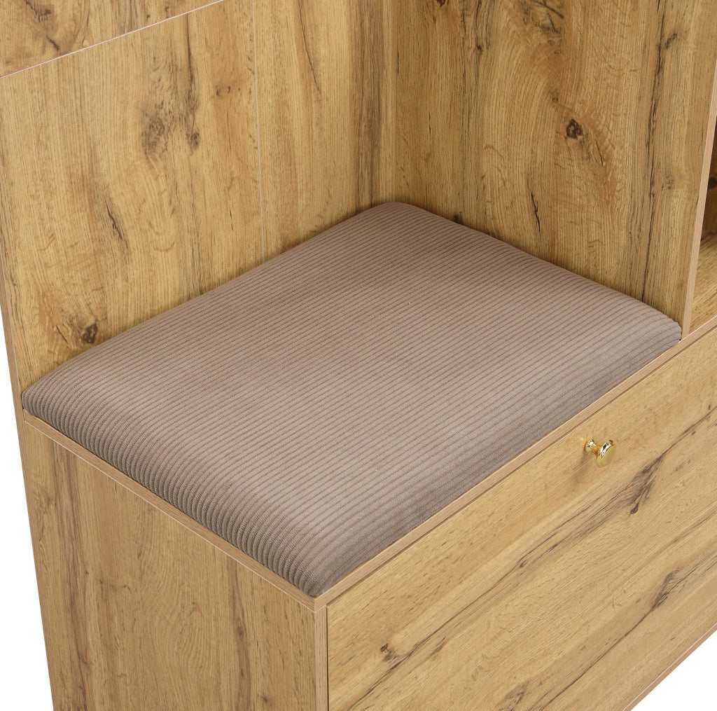 Mobile ingresso con specchio, seduta e appendiabiti MDF