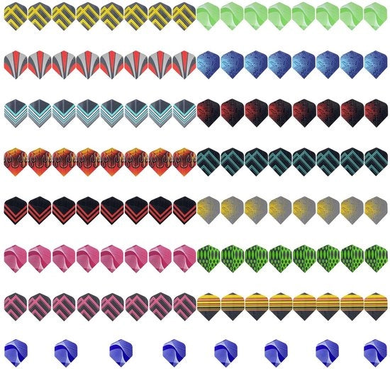 Vettori per Dardi 120 Pezzi - Vettori Sostituibili - Adatti per Punte in Acciaio e Punte in Materiale Soft - Materiale PET Duraturo - Riciclabile - Disegni Moderni - Vettori per Dardi