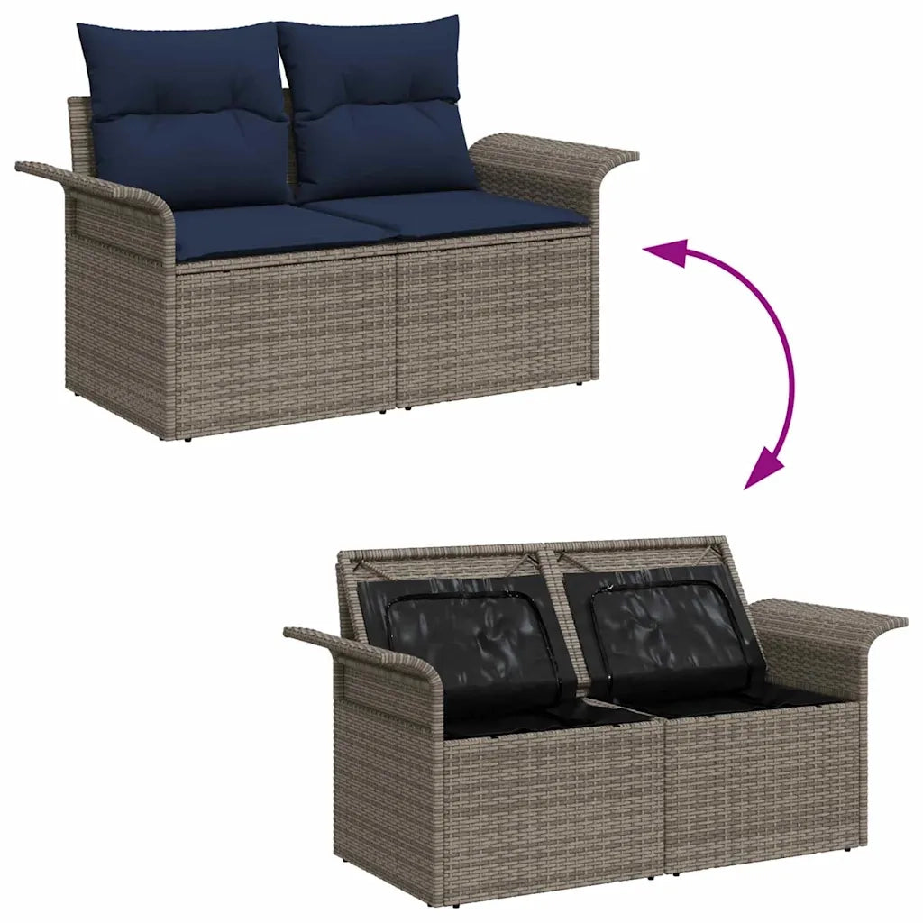 Set Divano da Giardino con cuscino 6 pcs Grigio Poly Rattan 3360783