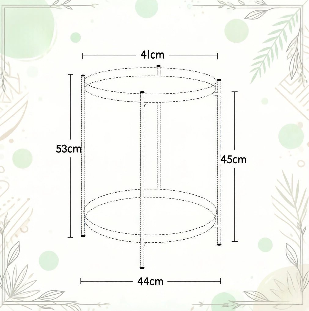 Tavolino rotondo da salotto Ø 44 cm con 2 ripiani rimovibili in metallo bianco crema HOMVRA