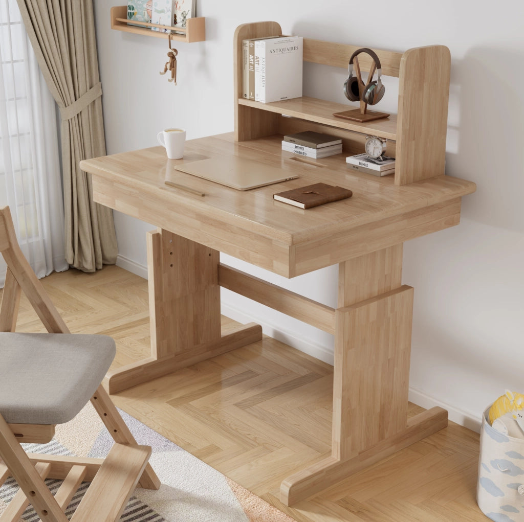 SCRIVANIA PER BAMBINI REGOLABILE E INCLINABILE 80x60 cm LEGNO NATURALE