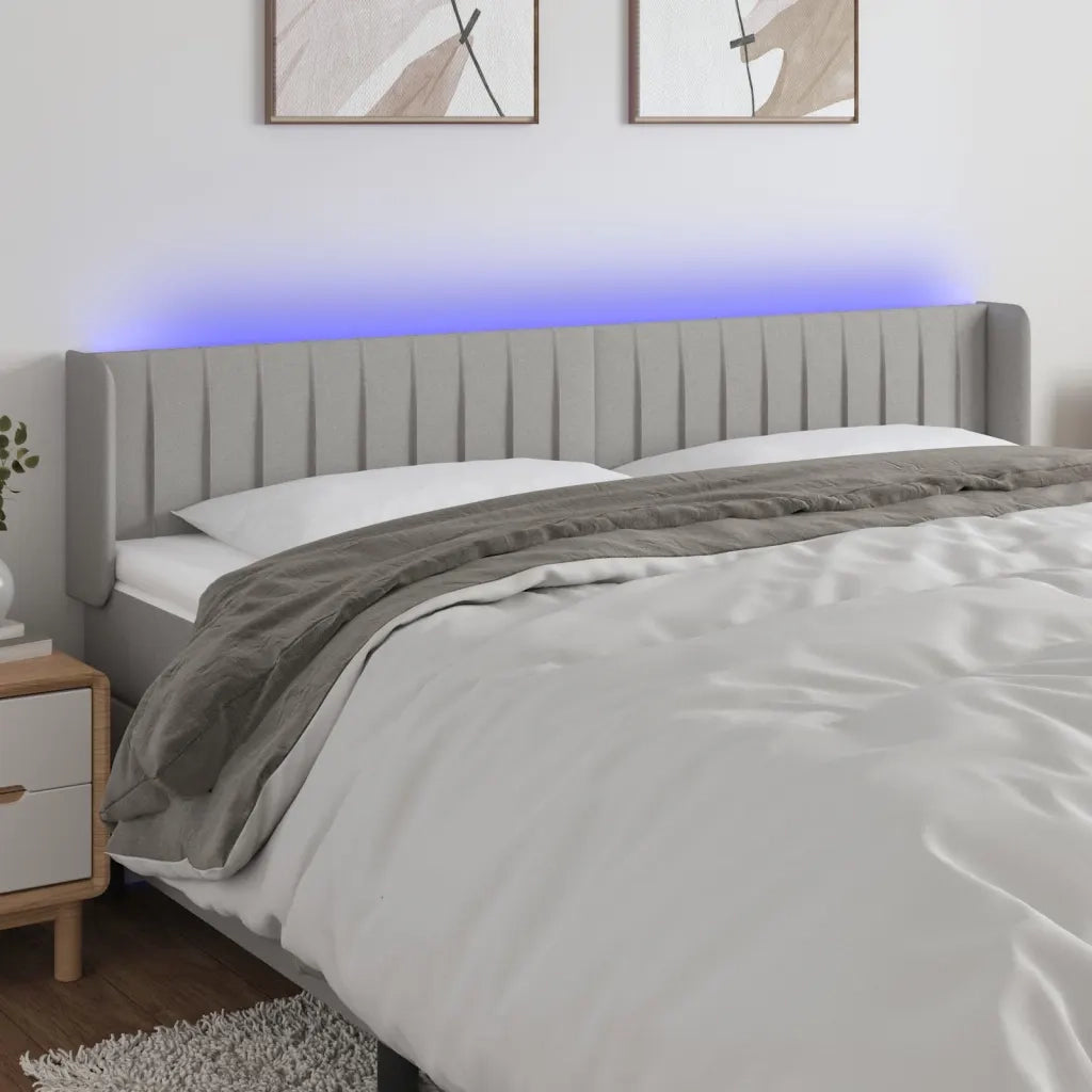 Testiera | Testata a LED Grigio Chiaro 163x16x78/88 cm in Tessuto
