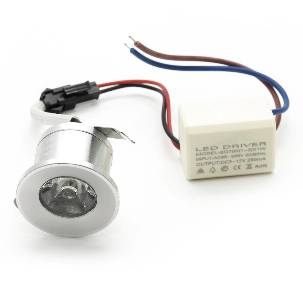 Faretto mini LED spot incasso luce scale segnapassi 1W 220V IP20 foro 25 30mm COLORE SILVER LUCE 3000K