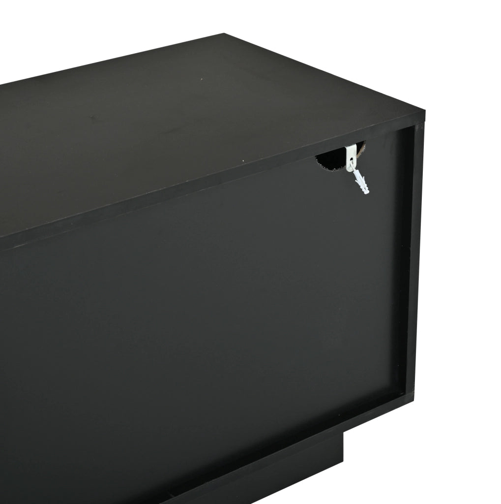 Mobile TV 180x40x45 cm con LED controllabile via app, 2 cassetti, in truciolare nero