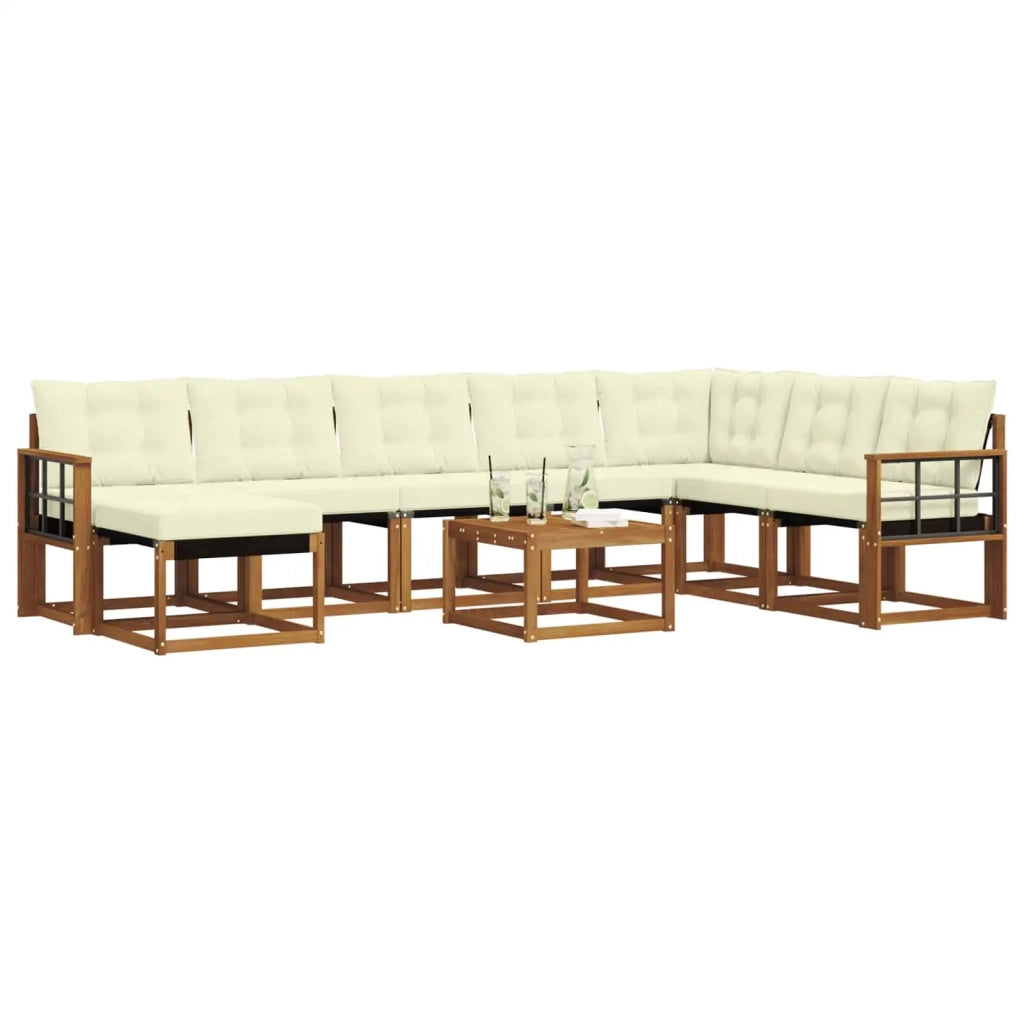 Set di divani da esterno con cuscino 9 pcs Naturale e Crema 3368981