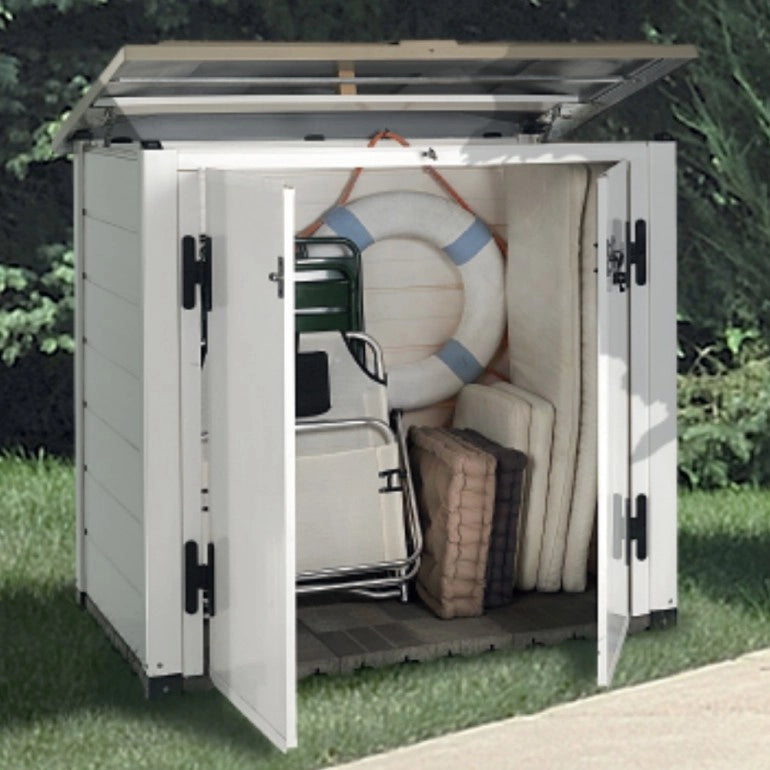 Box da Giardino in Resina Box Evo 100, con Pavimentazione inclusa, 131x88x133h cm